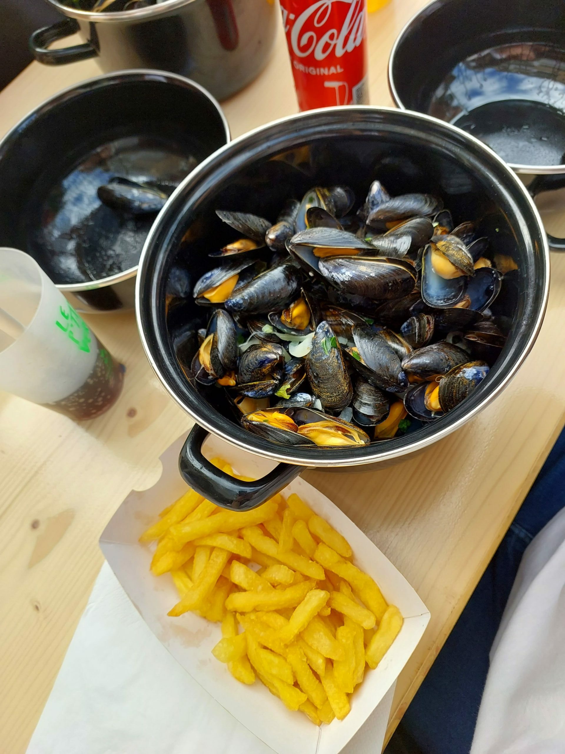 Mussels with french fries on the side